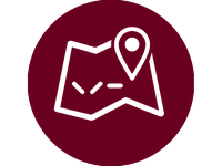 Piktogramm Adresse und Anfahrt