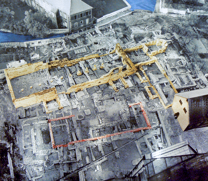 Aerial view of the excavation site in the 1960s.