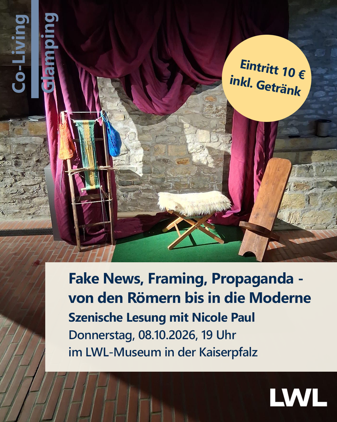Veranstaltungsplakat mit Bühnenbild, Foto: LWL/J. Heyman