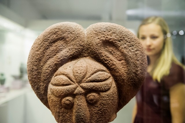 Vorderansicht des sogenannten Heidelberger Kopfes: Kopf einer keltischen Großplastik aus dem 5./4. Jh. v. Chr.  © Badisches Landesmuseum 