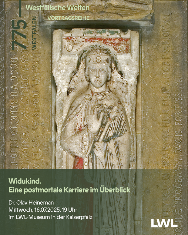 Veranstaltungsankündigung, Bild: Grabplatte Widukinds; Foto: Widukindmuseum Enger