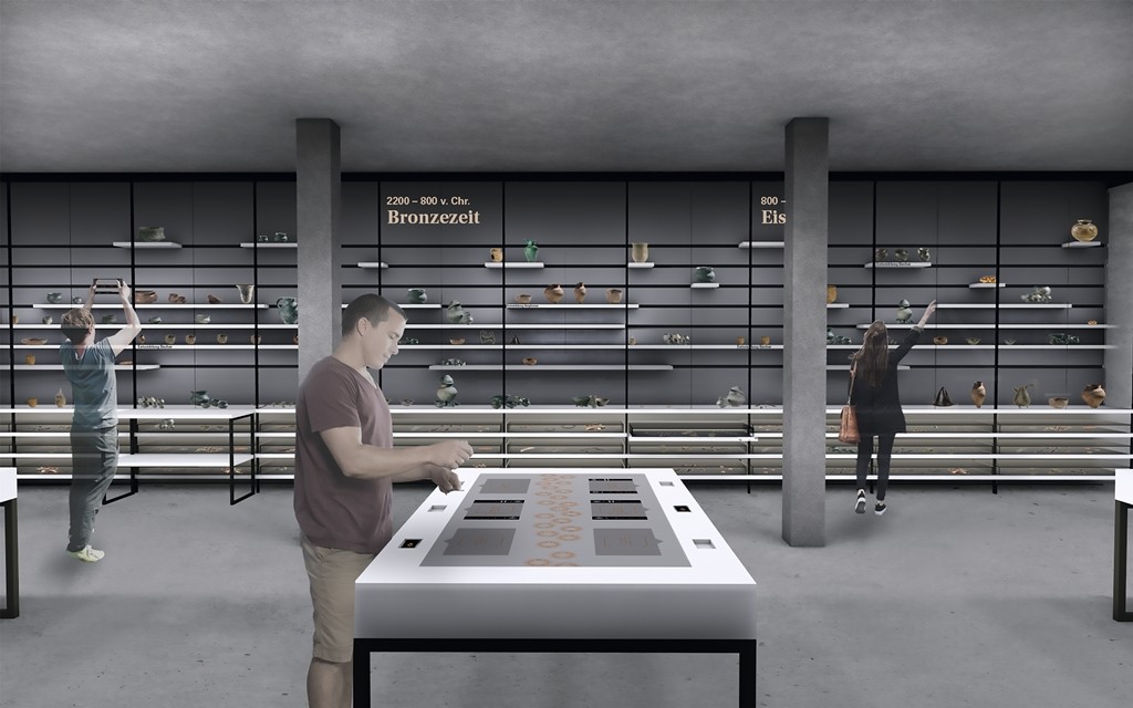 Die Expothek: Digitale Tische vermitteln Informationen und Geschichten zu den Objekten.  © Badisches Landesmuseum